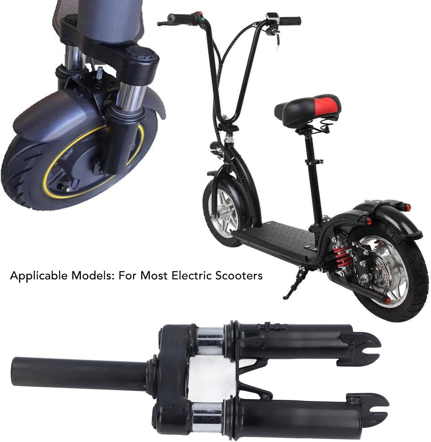 Akozon 14in Front Suspension Fork for Electric Scooter Reduce Vibration Steel Structure Comfortable Riding for Electric Scooter