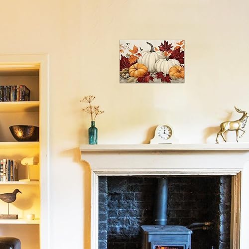 Miniatura 3 de DOARTDO Lienzo decorativo de otoño para pared, diseño de hojas de otoño, diseño rústico de Halloween, decoración de pared enmarcada (16.00 x 24.00