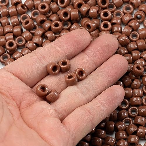 Miniatura 3 de 1000 cuentas acrílicas de poni de 0.236 x 0.354 in, cuentas de plástico a granel marrón para hacer pulseras