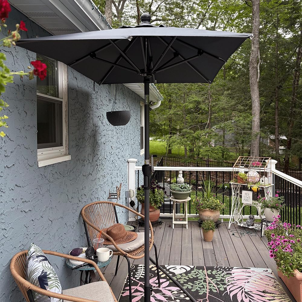 fourplex patio market umbrella PURPLE LEAF 6' x 4' Rectangle Tilt Gray 8 Metal Ribs Auto Tilt in Folsom or while having a Osprey Transporter Gear Tote Color:Black Silver Shad