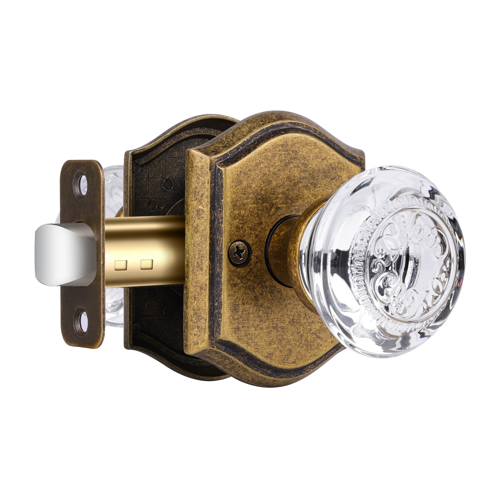 Vintage Brass Glass Door Knobs with Lock -10