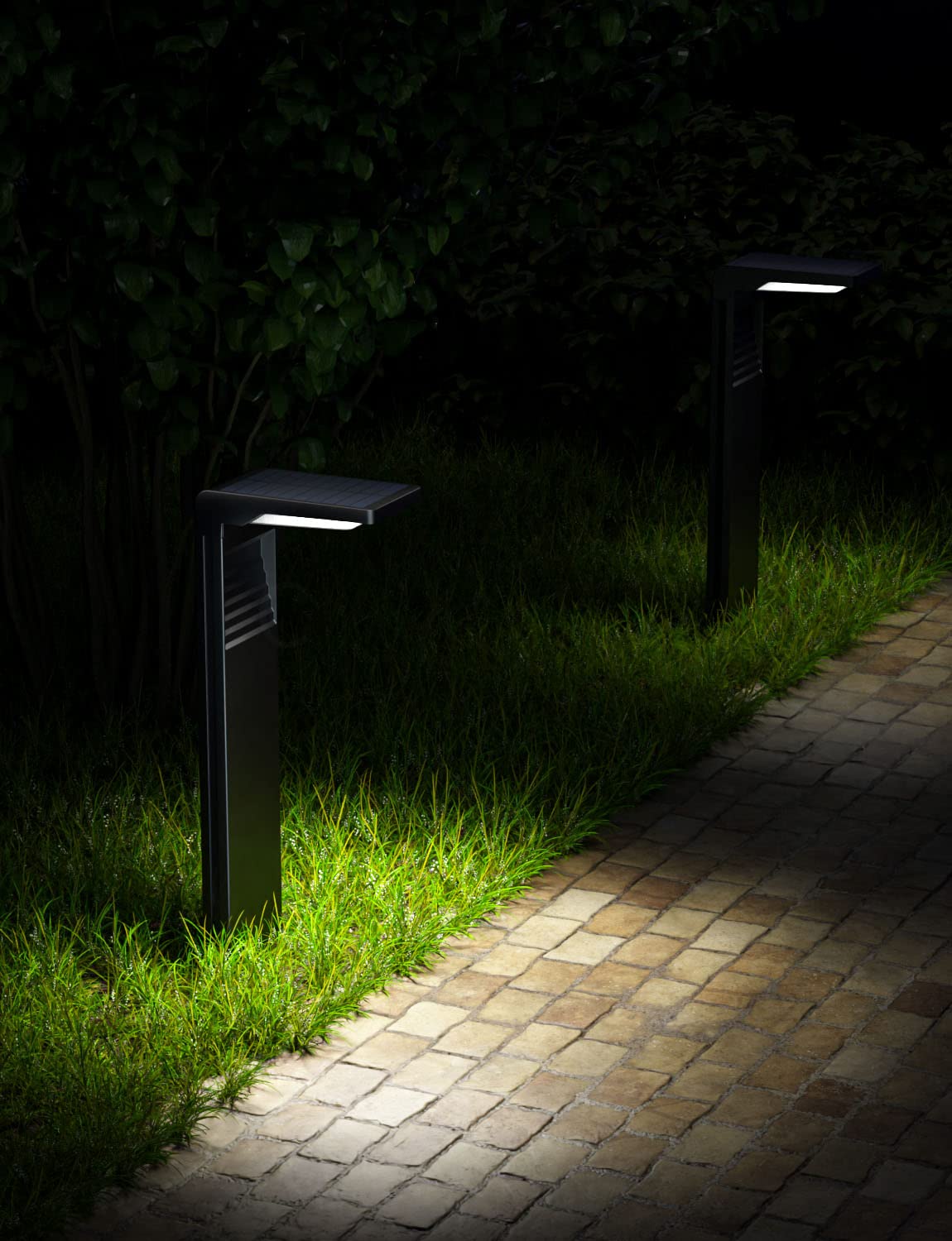 OUSFOT Zewnętrzne światła Słoneczne Wodoodporne 2 Sztuki Zewnętrzne Reflektory Słoneczne IP65 30LED na Ziemię z 2 Trybami Oświetlenia Scieżki Ogrodowej