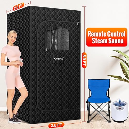 Miniatura 8 de Tienda portátil de sauna de vapor 31.5 * 31.5 * 70.9 in, negro
