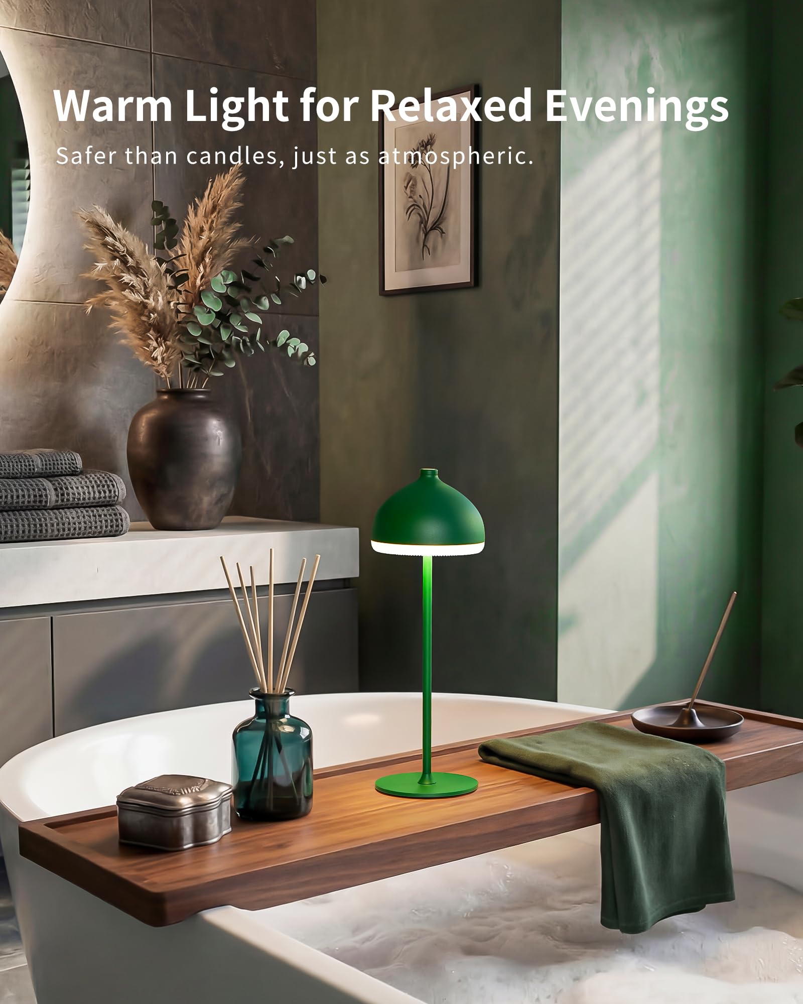 Set di 2 Lampade da Tavolo LED Senza Fili Ricaricabili, Dimmerabili Touch, 3 Tonalità di Luce, Illuminazione d’Ambiente per Camera da Letto e Soggiorno