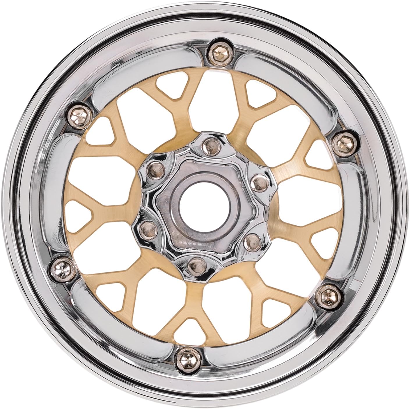 INJORA -9.65mm Offset 1.9" ModuWheel Brass & Aluminum Beadlock Wheels for 1/10 RC Crawlers Upgrade(1904SR)