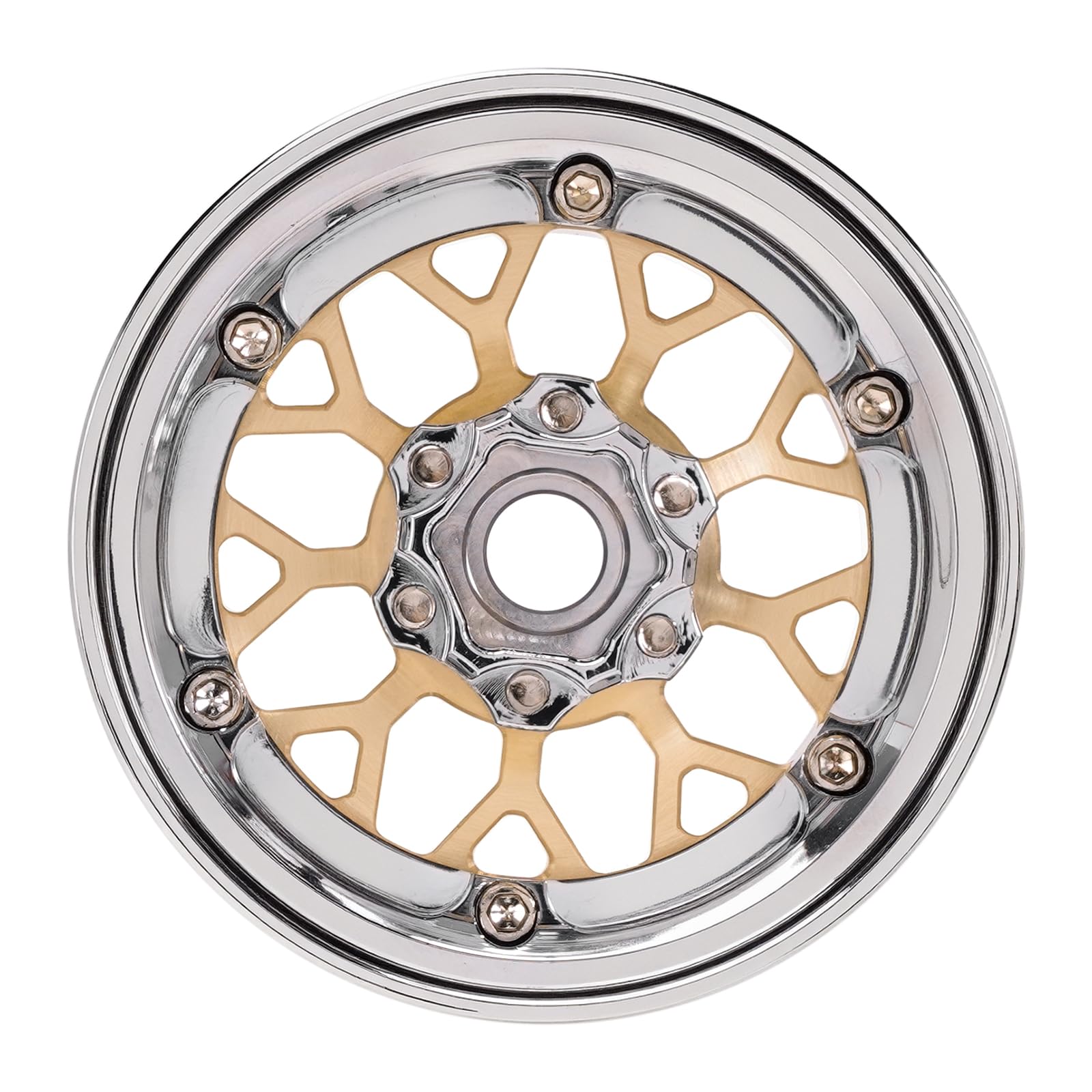 INJORA - Jantes Beadlock ModuWheel 1.9" en Laiton et Aluminium à Déport Négatif de -9,65mm pour Amélioration des RC Crawlers 1/10 (1904SR)