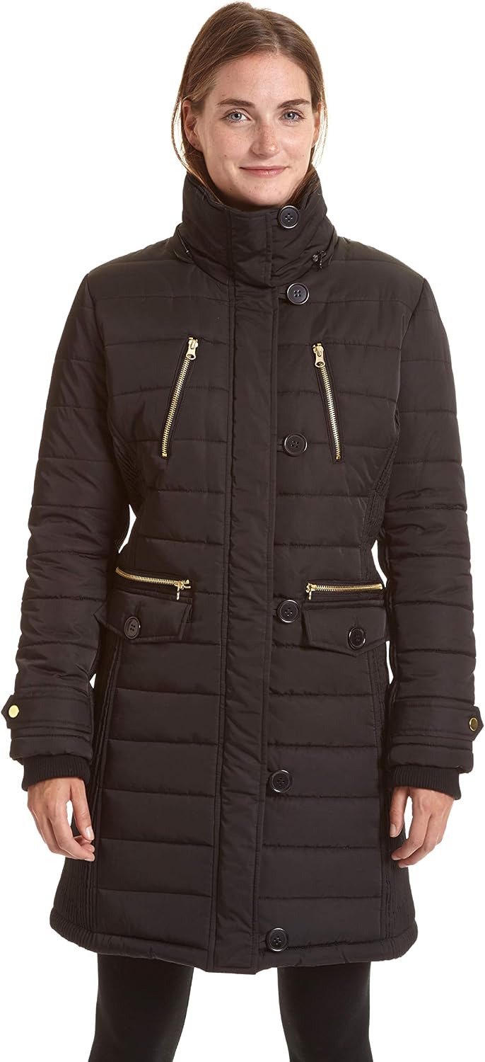Excelled Women's 3/4 Length Hooded Puffer Jacket