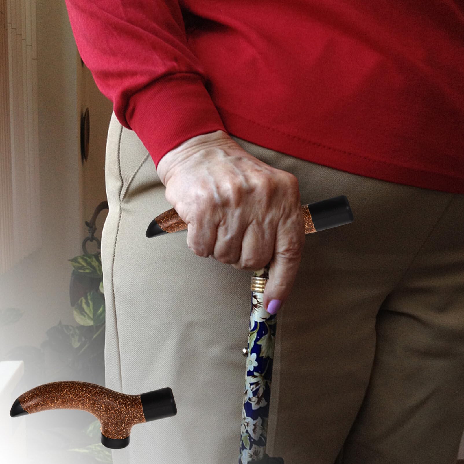 ABOOFAN Walking Stick Handles Wood Walking Cane Handle Replacement Trekking Pole Grips Hiking Pole Handle Grip Repair Parts