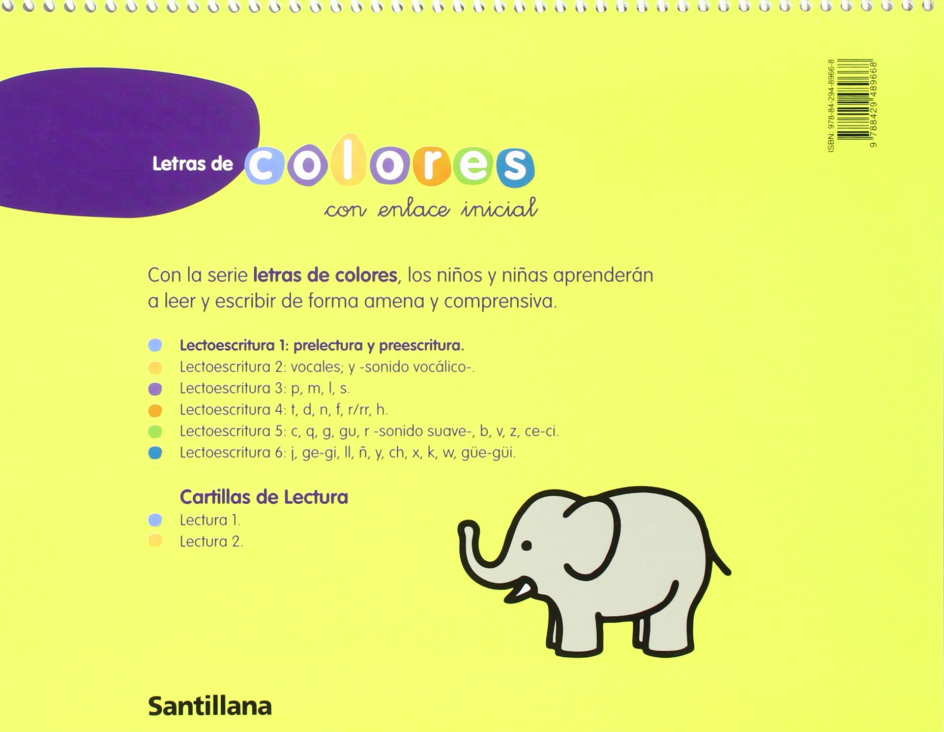 Letras de colores, lectoescritura, Educación Infantil. Cuaderno 1