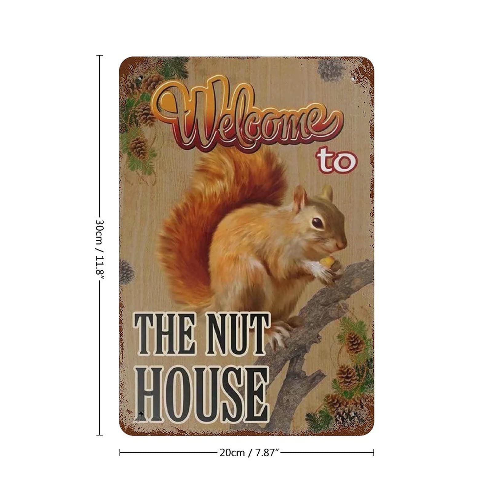 QQIAEJIA The Nut House - Targa in latta vintage, decorazione da parete, in metallo, per casa, bar, bar, club, giardino, fattoria, garage, 30,5 x 20,3 cm
