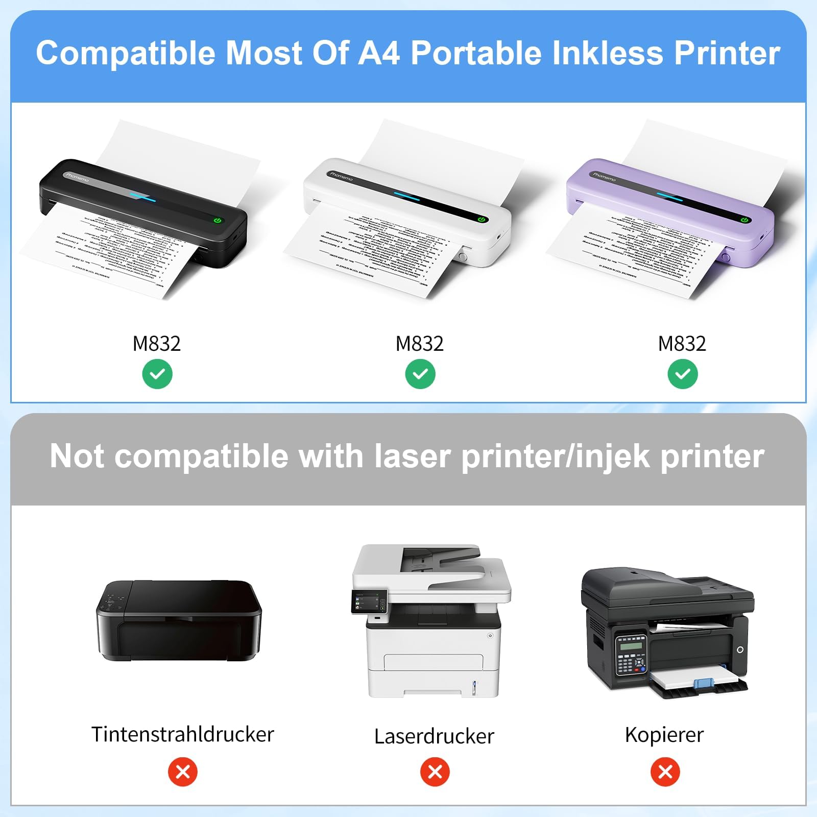 Caigou T810 Lot De 2 Rouleaux De Papier Therique A4 Pour Ipriante Therique T810 Sans BPA