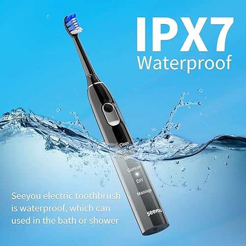 Miniatura 7 de SEEYOU Electric Toothbrush for Adults, Rechargeable Sonic Toothbrush with App and 3 Brush Heads, 5 Modes 4 Mins Smart Timer, 10X Cleaning