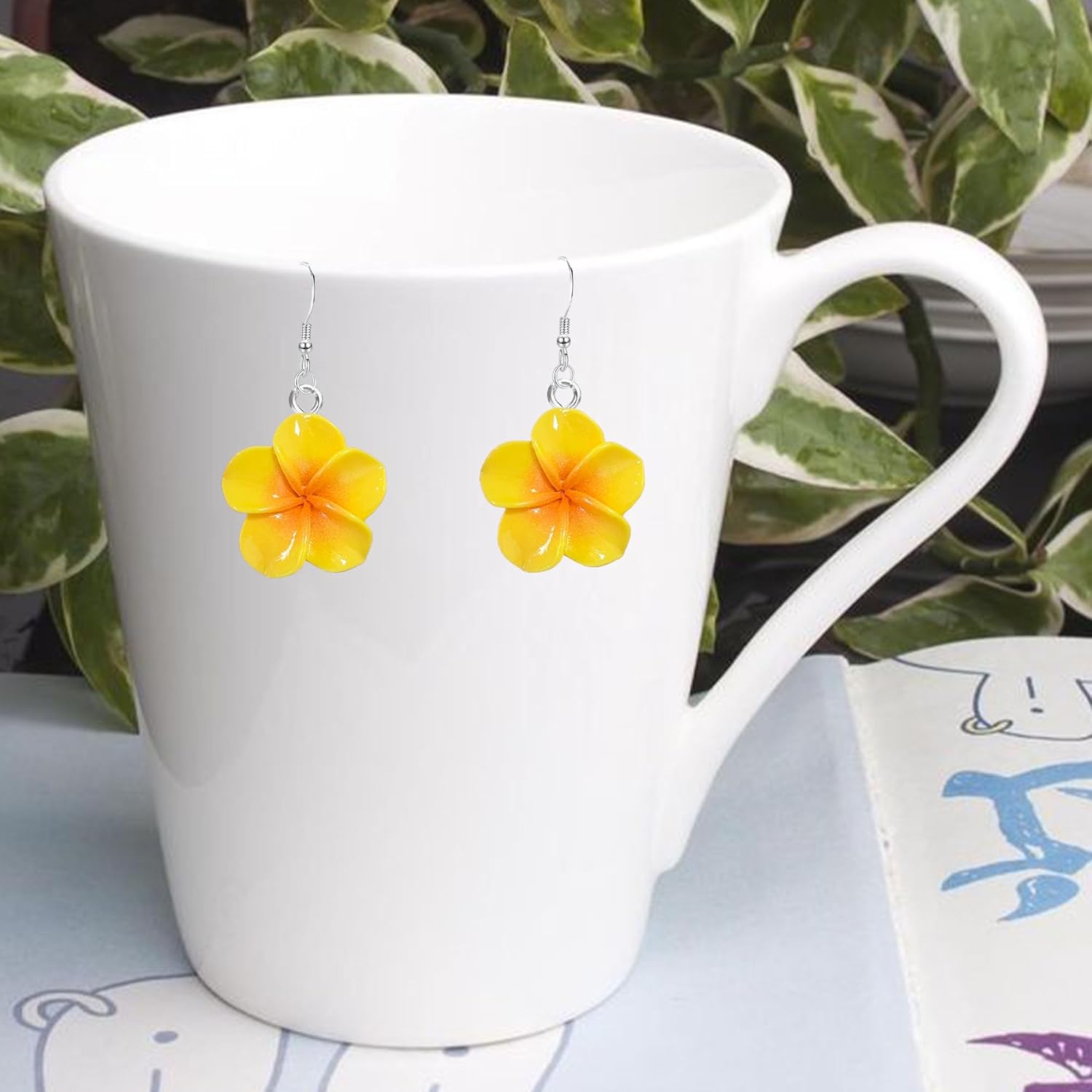 Colorful Resin Plumeria Flower Earrings Tropical Frangipani Floral Dangle Earrings for Women Lightweight Boho Summer Jewelry - Image 5