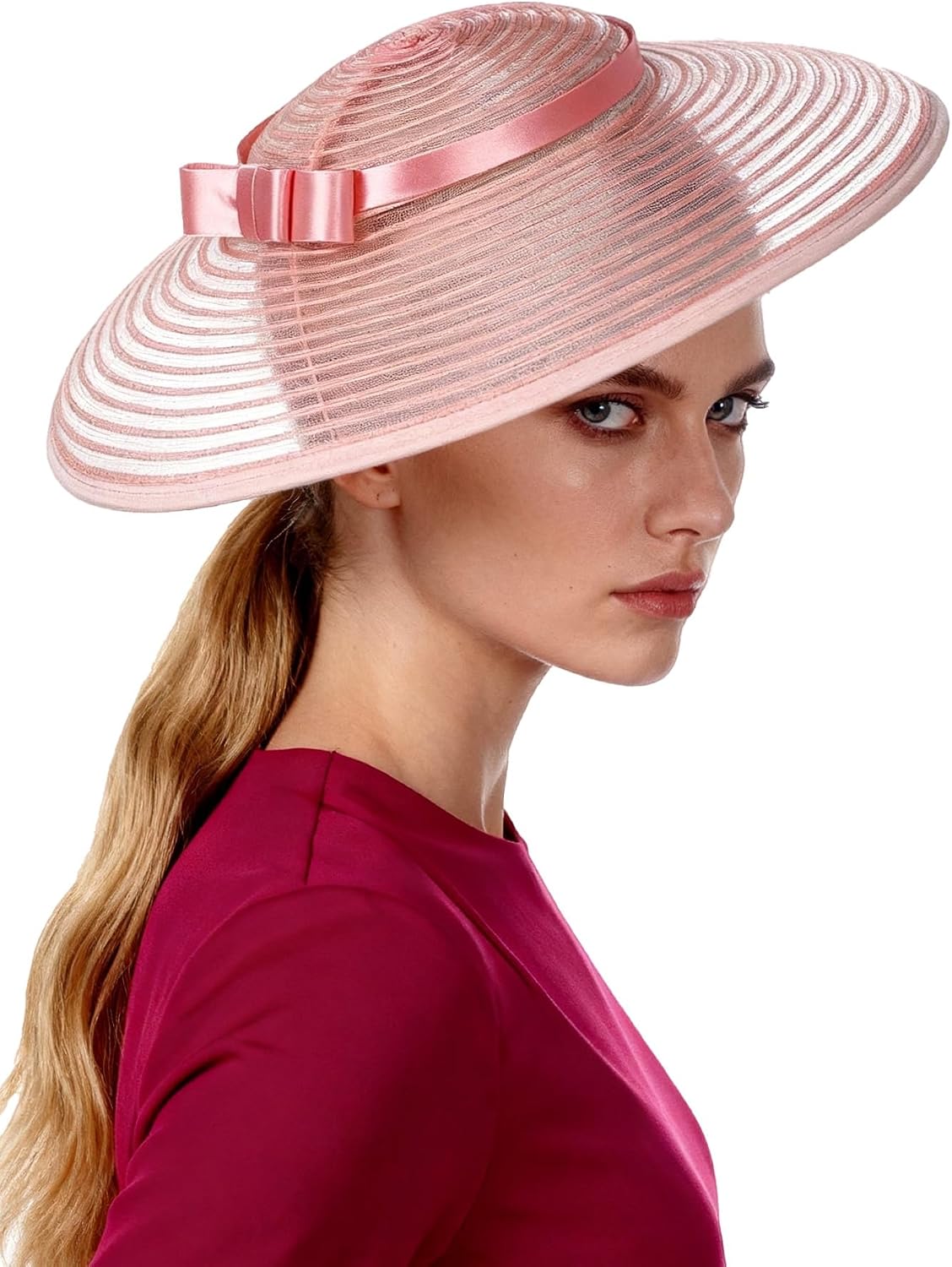 Vintage Fascinators Pillbox Hat for Women Straw Fedora Wide Brim Ladies Church Sinamay Derby Hats image 5