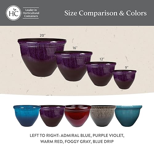 Miniatura 7 de The HC Companies Pizzazz - Macetas redondas decorativas con aspecto de cerámica, resistente a los rayos UV, maceta decorativa para exteriores e