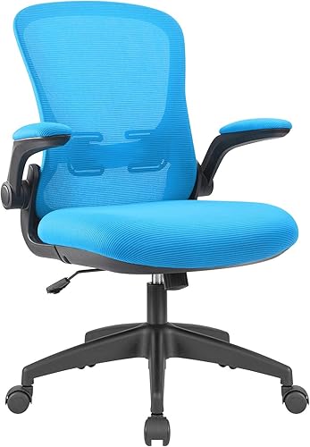 Devoko - Silla de escritorio ergonómica de malla con brazos abatibles y altura ajustable (gris)