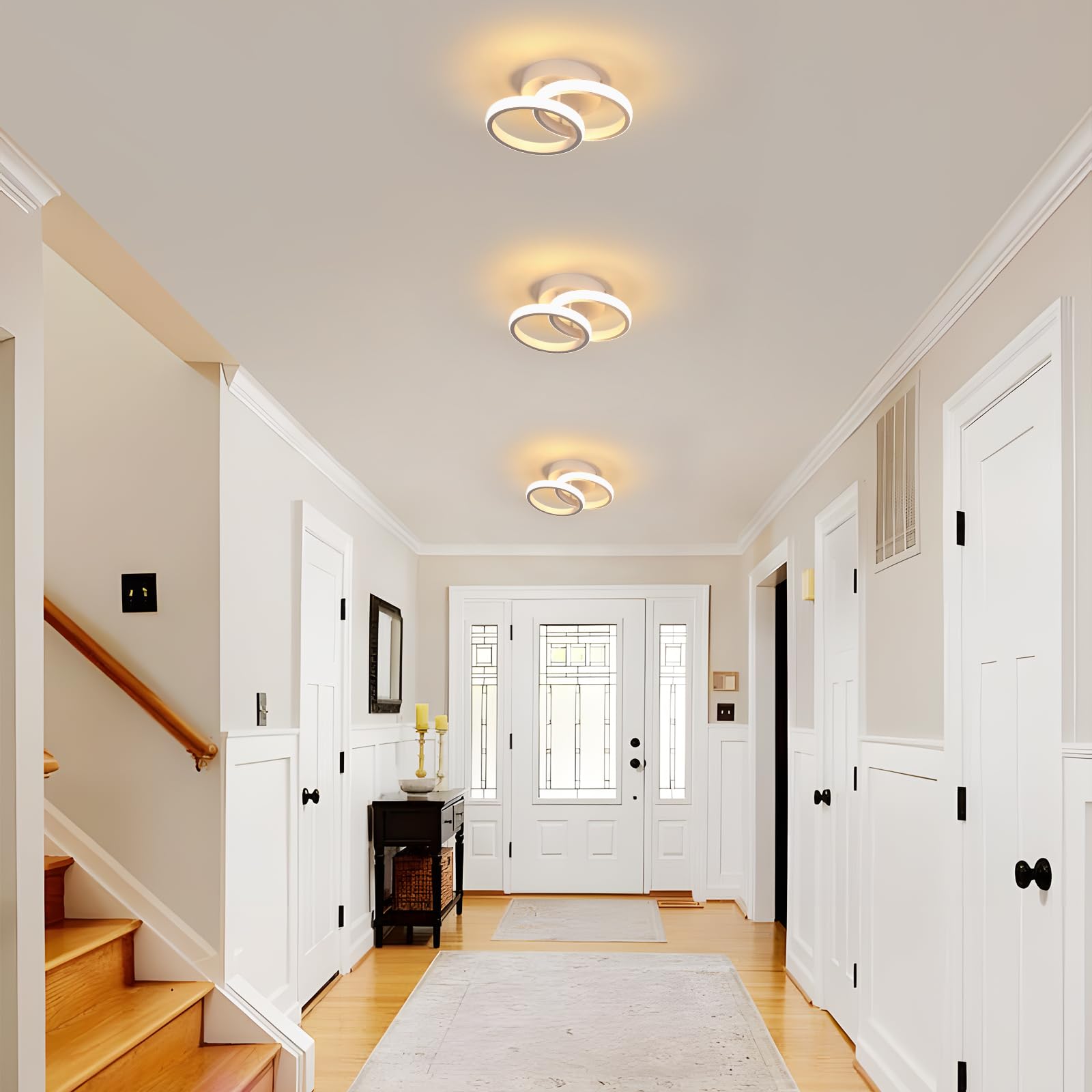 Plafoniera LED Soffitto 2 Pezzi, 22W 2475LM Rotondo Lampadario LED Soffitto Bianco, Moderna Lampada in Acrilico per Camera da Letto Cucina Soggiorno Corridoio, Bianco Caldo 3000K, Ø25CM