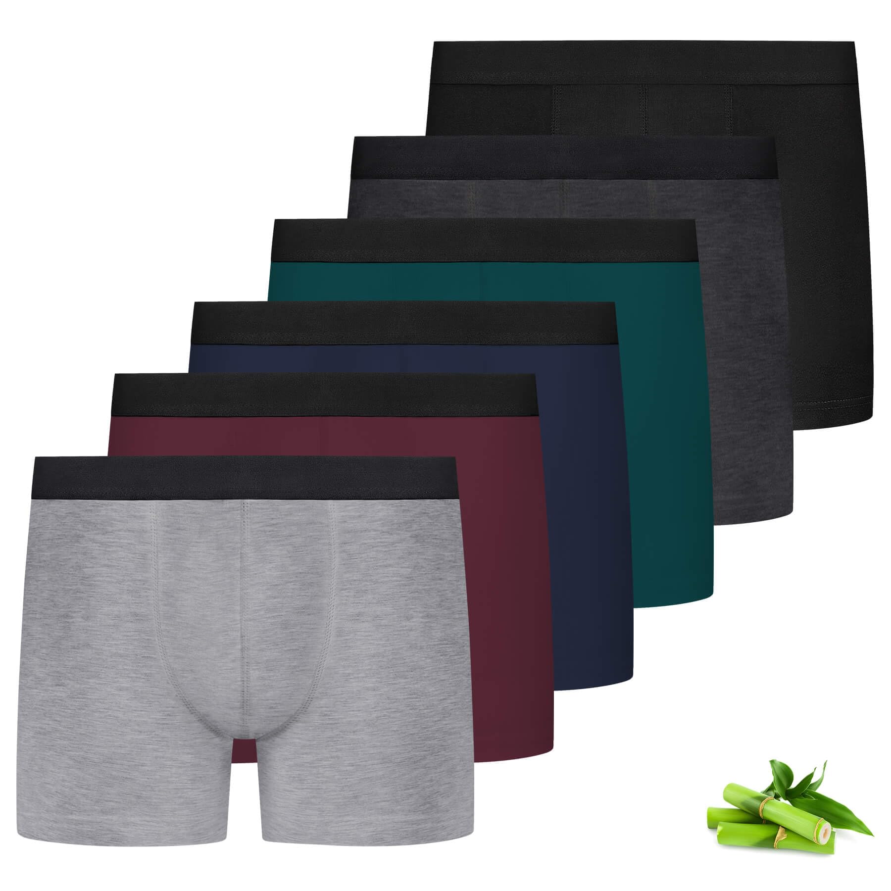 FALARY Bambus Boxershorts Herren Lang 6er Pack - Ideal für Sport & Alltag | Premium Unterhosen Männer Langes Bein - Anti Wundscheuern & Atmungsaktiv - Weiche Retroshorts Unterwäsche (Gr.S-4XL)