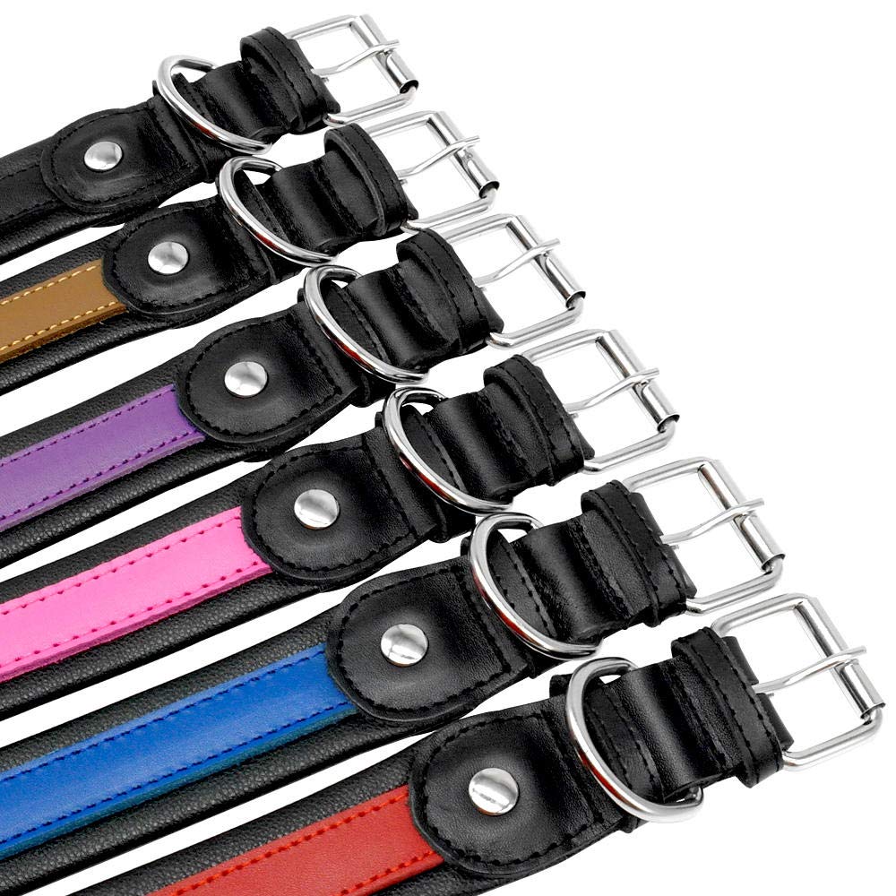 TypePersonalized Hundehalsband Leder Customized Engraved Pet Big Dog Bulldog Halsbänder Gepolstert für kleine mittelgroße Hunde -Brown_L