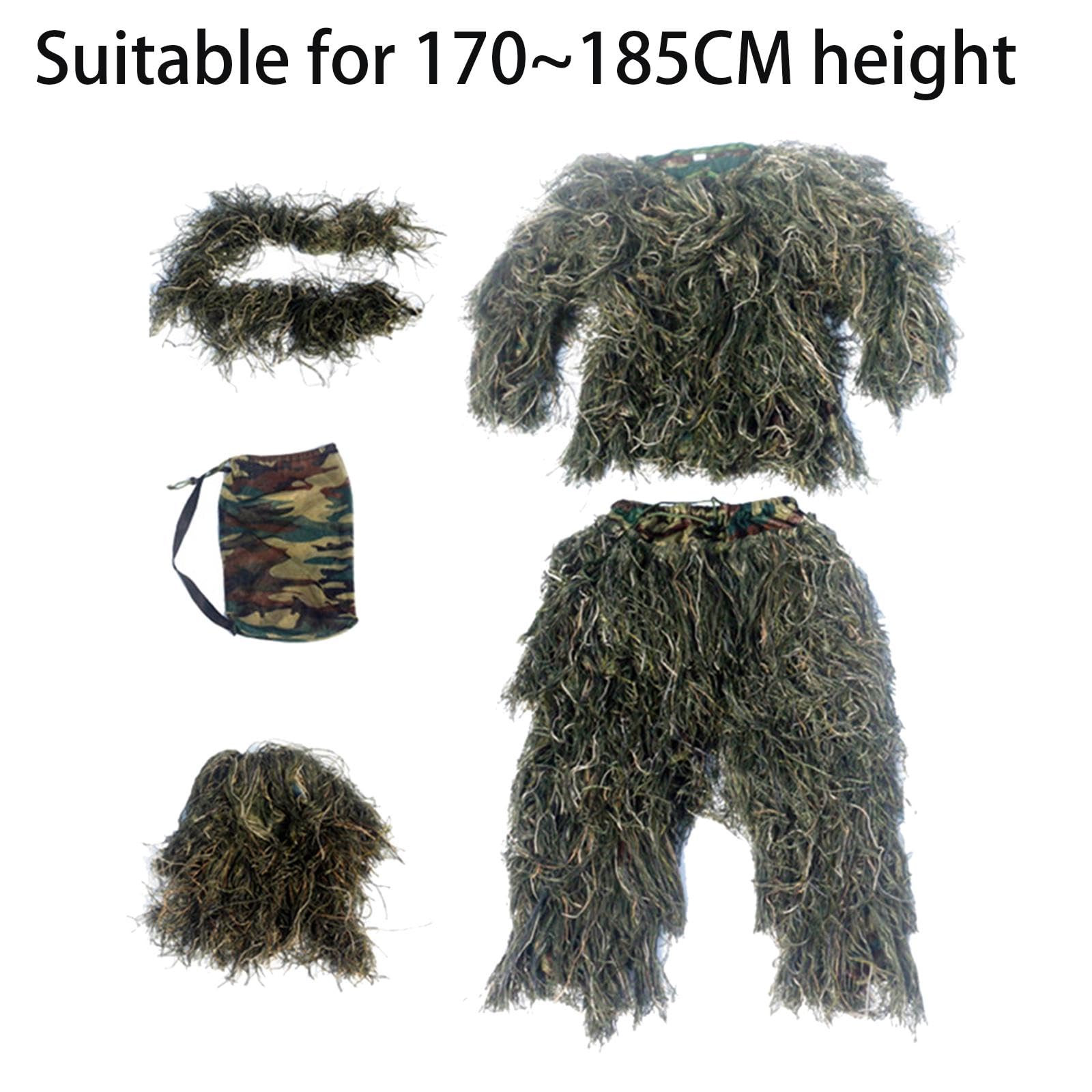 Traje Ghillie para Hombre, Pantalón, Sombrero, Disfraz de Bosque con Bolsa de Almacenamiento, Conjunto Uniforme para Observación de Aves, Jardinería,
