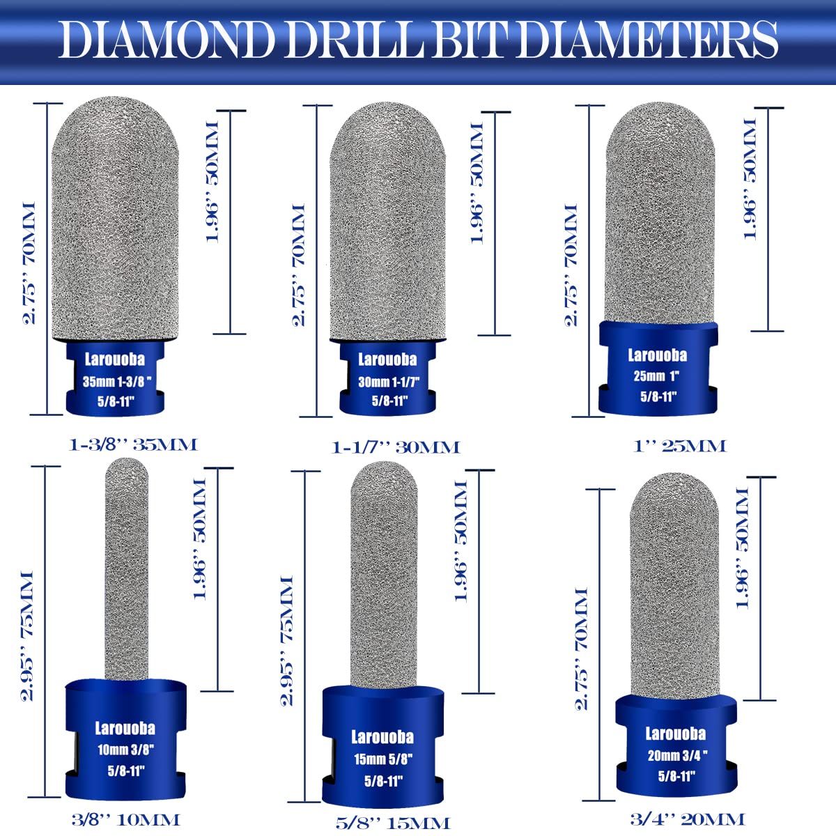 Diamond Finger Milling Bits, 138 Inch 35mm Dry Core Drill Bit for Enlarging Shaping Existing Holes of Porcelain Tile Ceramic Marble Granite Countertop Diamond Hole Saw with 5811 Thread