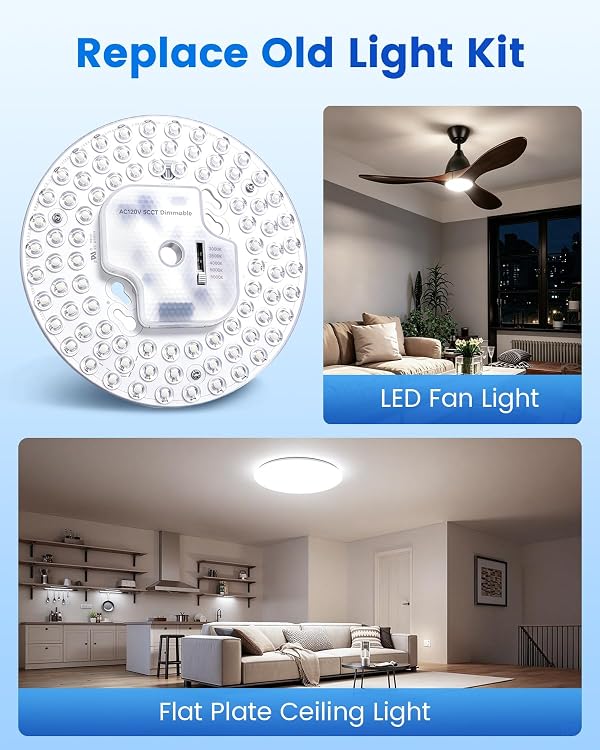 6.69'' LED Ceiling Fan Light Retrofit Kit, 25W 2500LM Dimmable, 5CCT by Bonlux - Used condition - Image 2