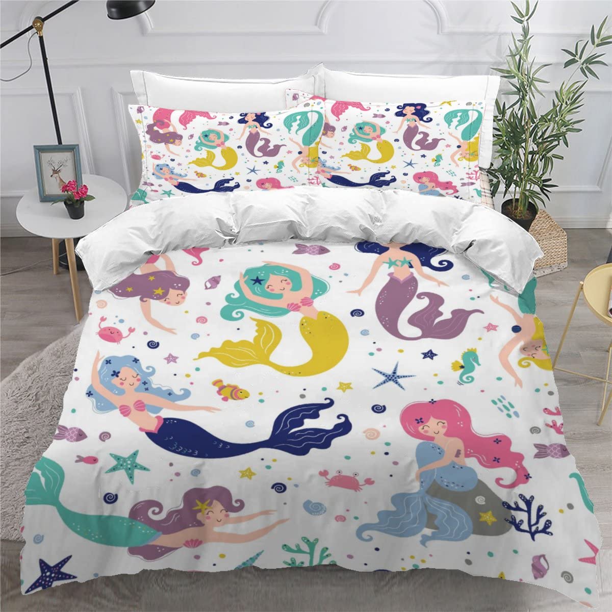 Housse de couette 220x240 sirène mignonne pour le lit de vos enfants