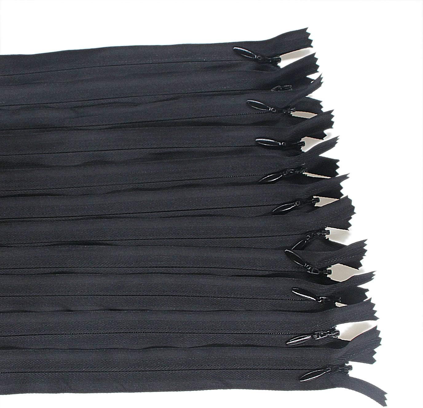 9 Inch Invisible Zippers Black 30 PCS Bulk Nylon Coil