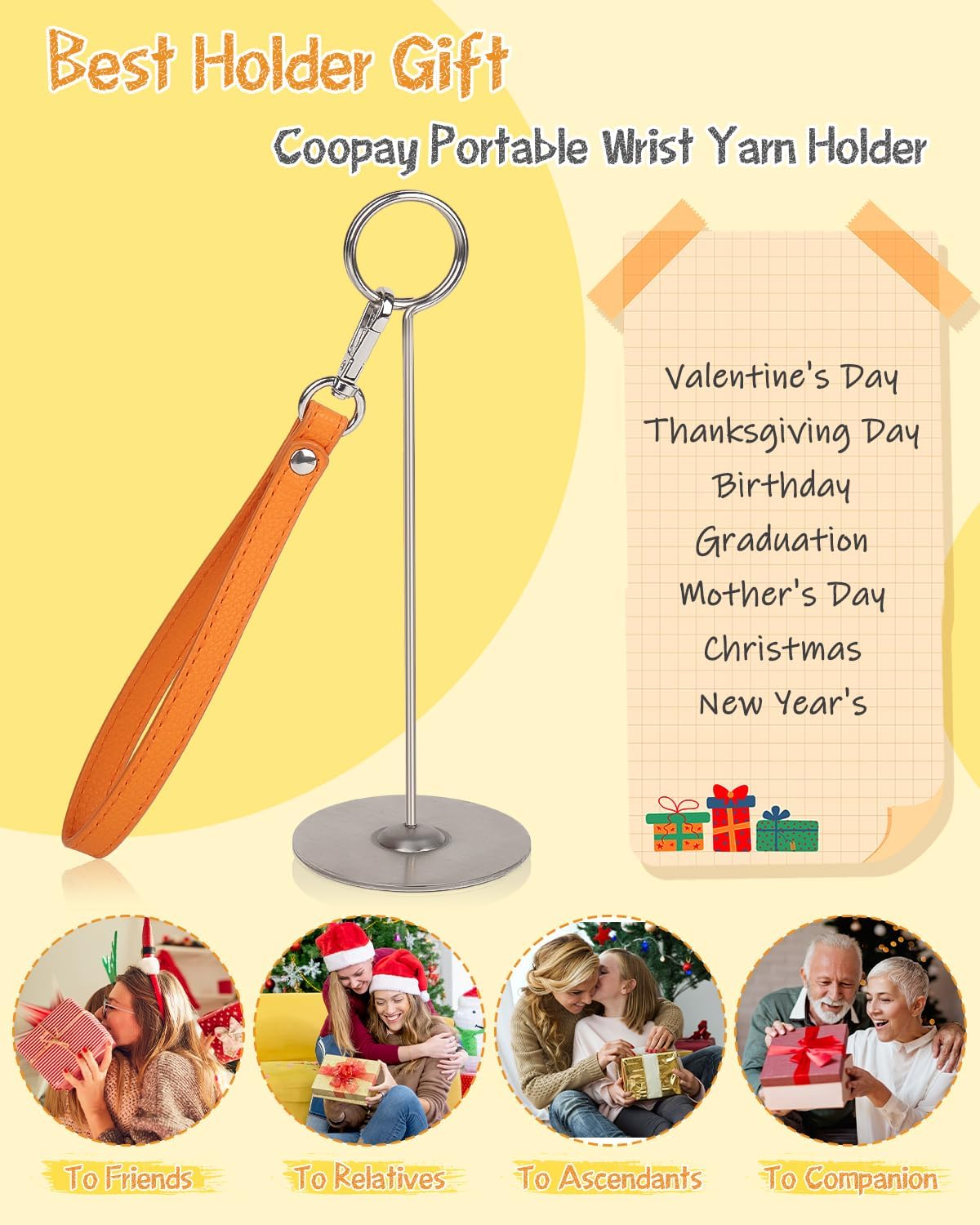 Coopay Wrist Yarn Holder with Wrist Strap, Portable Yarn Ball Holder Yarn Spinner for Crocheting and Knitting, Yarn Storage Holder for On-The-Go Knitting Prevents Yarn Tangles