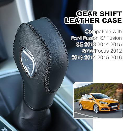 Miniatura 3 de EATAKWARD Funda de palanca de cambios de fibra de carbono PU para Ford Focus 2012 2013 2014 2015 2016Ford Fiesta 2014 2015 2016Ford Fusion SFord