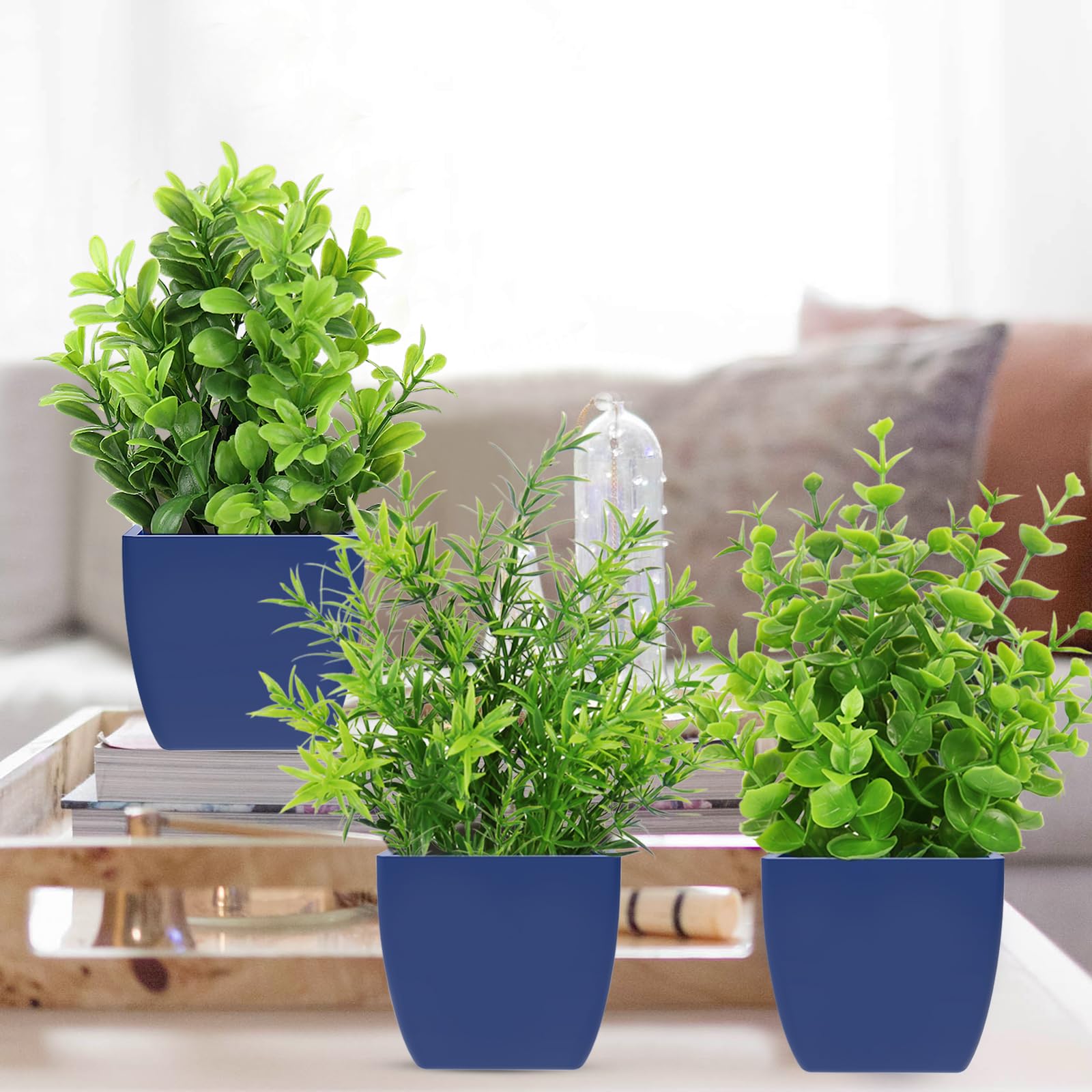 12 Künstliche Mini-Pflanzen In Töpfen – Eukalyptus & Graspflanzen Für Deko (ca. 9,5–24,4 Cm) – Realistisch & Pflegeleicht
