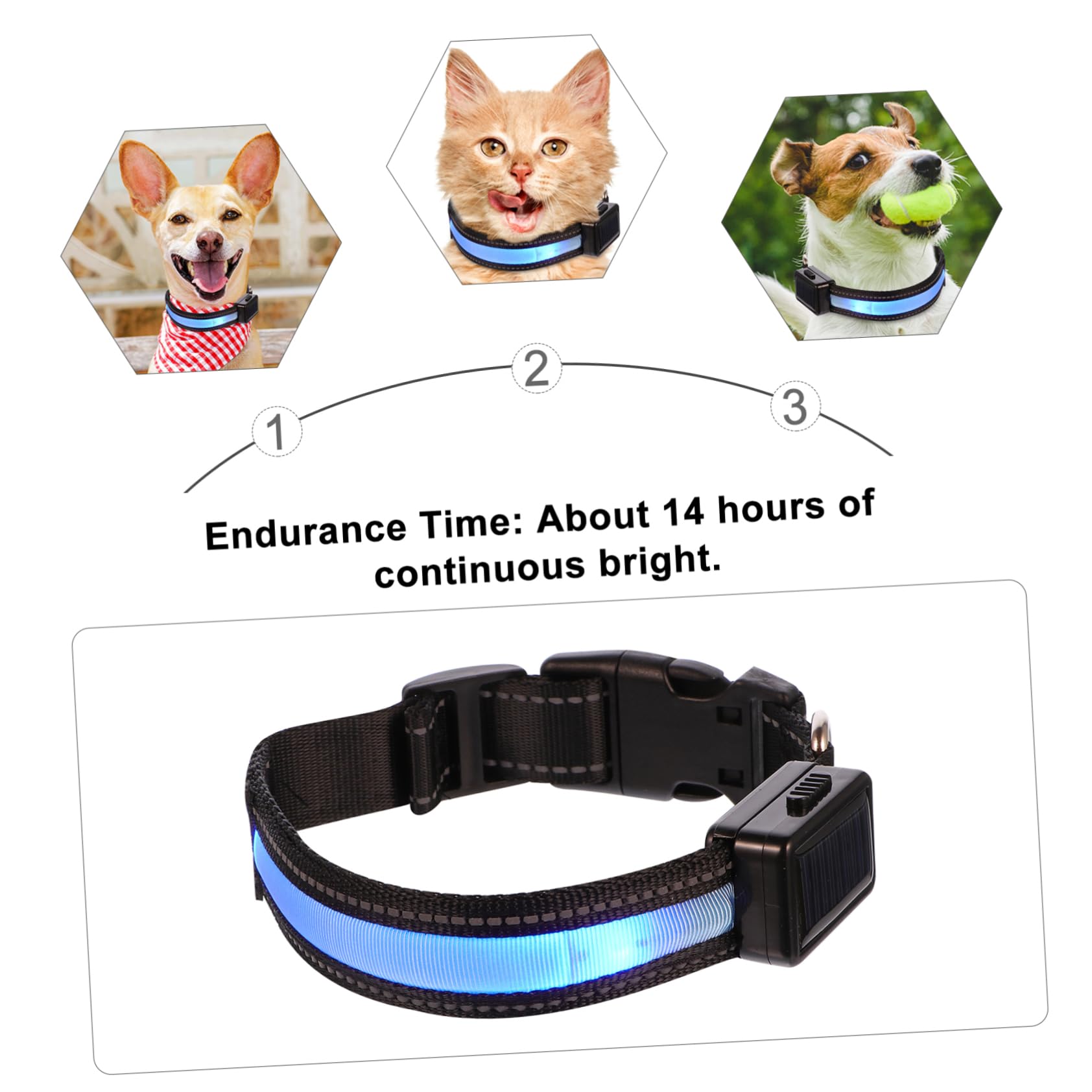 Beavorty 3juegos Collar Led para USB Recargable Acolchado y Seguro para Paseos para Camping y Actividades