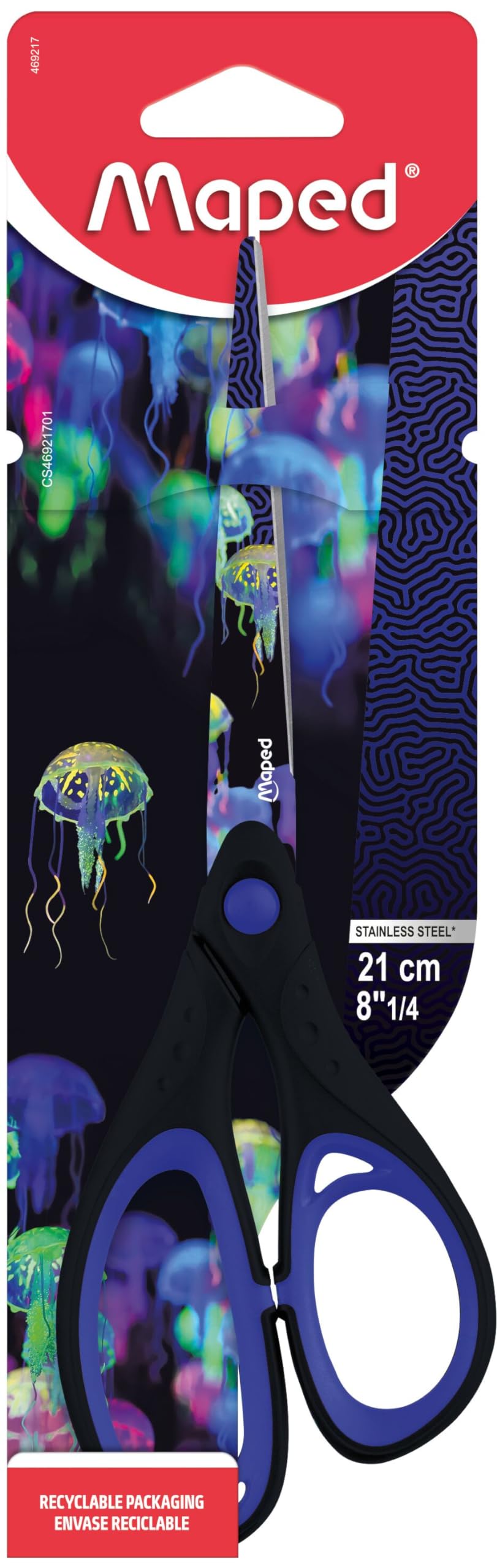 Maped - 21cm Deepsea Paradise Scissors - Comfortable Rings with Soft Coating - Stainless Steel Blades - Office Scissors