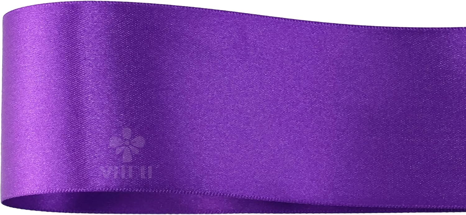 MEEDEE Purple Satin Ribbon 2 Inch Purple Ribbon Lux Satin Double F
