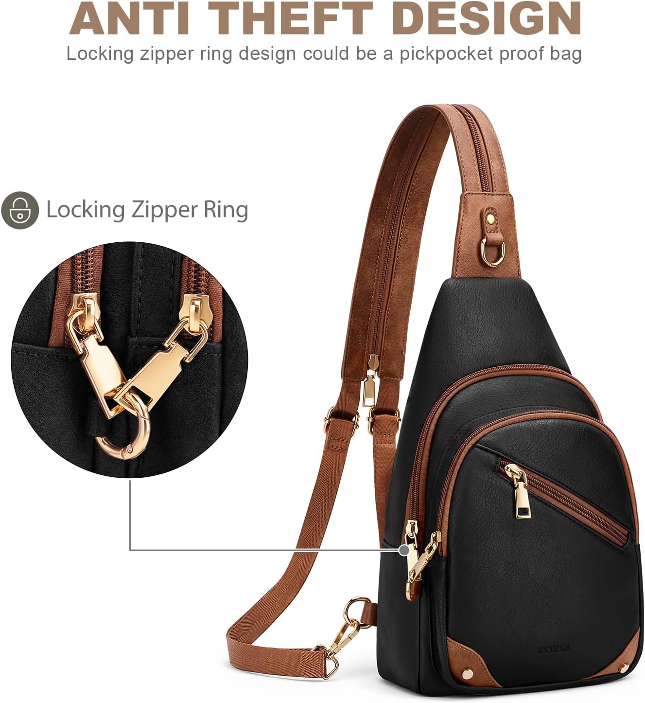 SYTRAH Anti Theft Sling Bag for Women, RFID Crossbody Purses Convertible Sling Backpack, Cross Body Purse Chest Bag