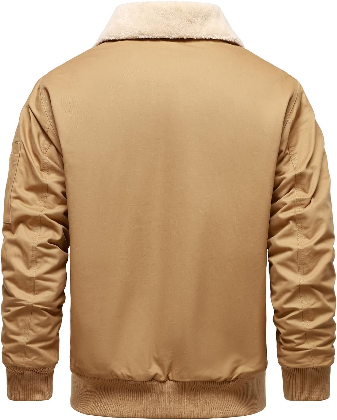 HOOD CREW Mens Winter Jackets Fleece Lined Bomber Jacket Casual Cotton Lightweight Coats with Fur Collar - Image 4