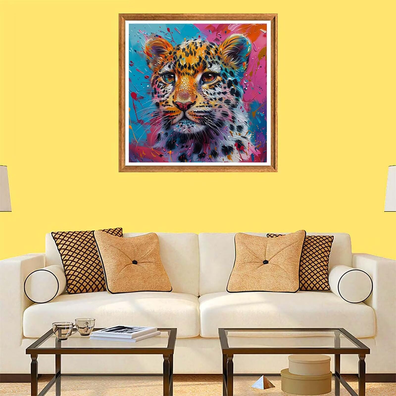 Peinture Numero Adulte LéOpard, Peinture par Numero Adulte Animal, Bricolage Loisirs Créatifs Adultes, Paint by Numbers Kit avec Pinceaux et Acryliques, Decoration Maison, Cadeau Femme 40x40cm 6-1017