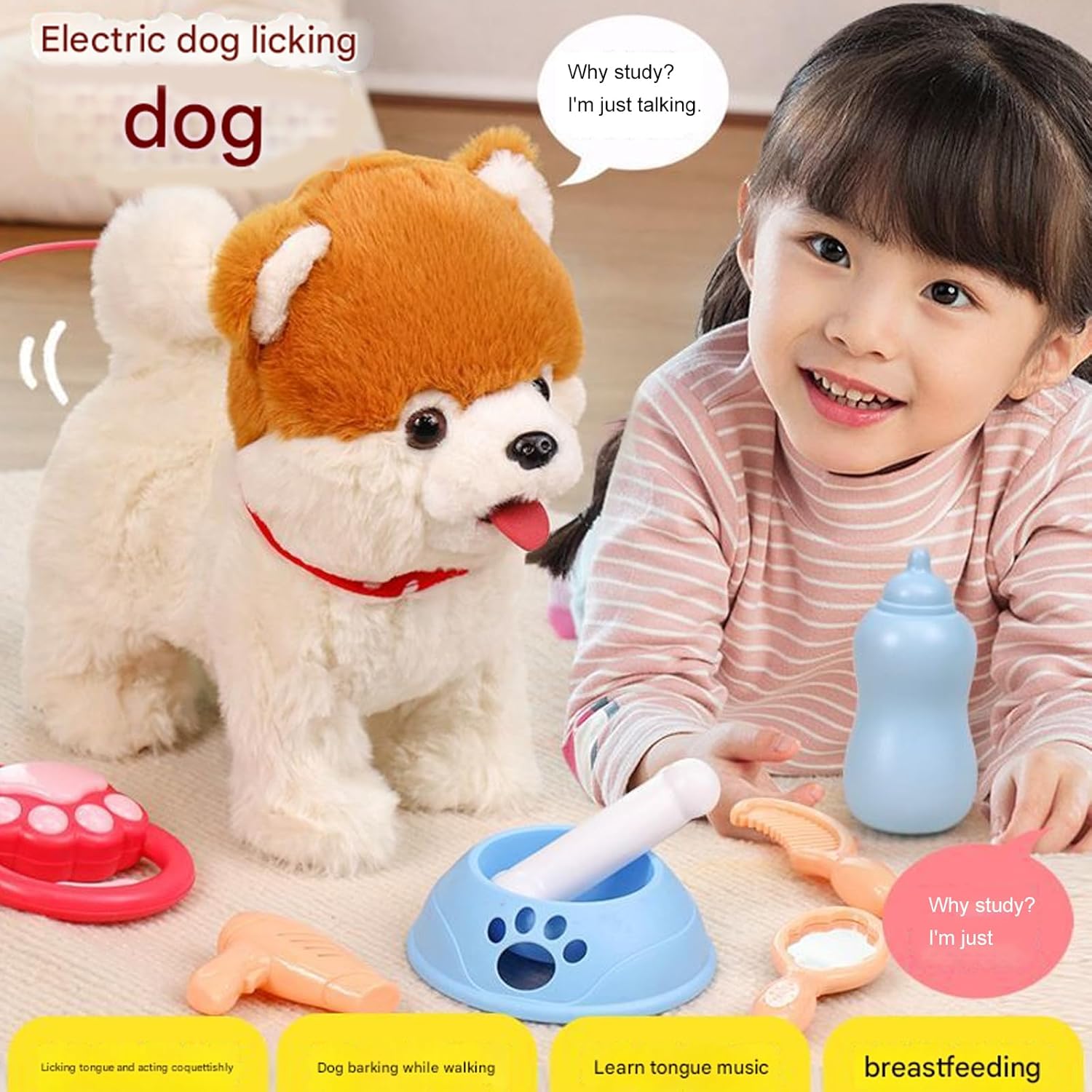2026 New Realistic Robot Puppy Electronic Interactive Mechanical Plush Stuffed Toy Dog with Barking Tail Wagging, Battery Operated Creative Companion Educational Toy