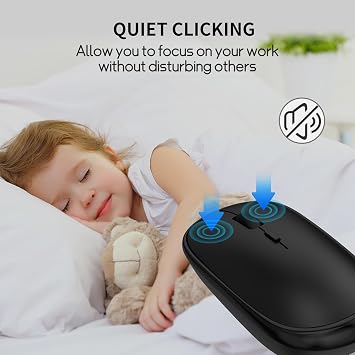 小型ワイヤレスマウス、スリムミニマウス、USBレシーバー付きポータブルコンピュータマウス 静音クリック 2400DPI、2.4GHzコードレスサイレントマウス ノートパソコン用 - ブラック
