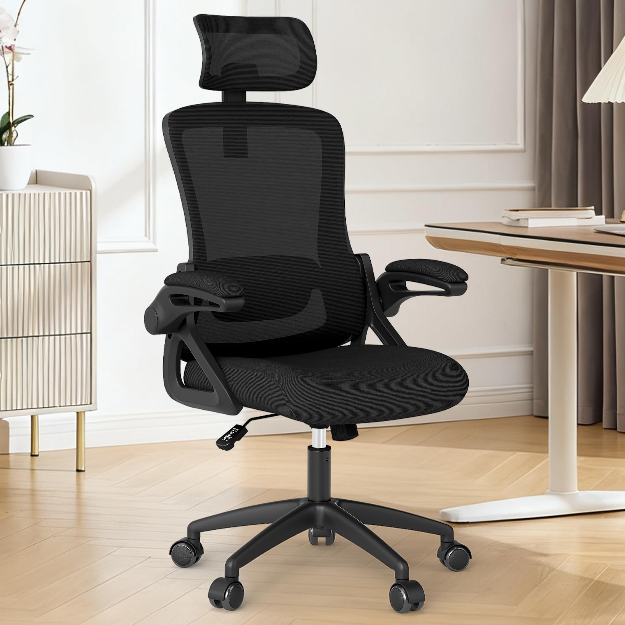 Fizzin Office Chair, Ergonomic Office Chair with High Back Mesh and Adjustable Lumbar Support, Home Mesh Office Desk Chairs with Wheels, Comfortable