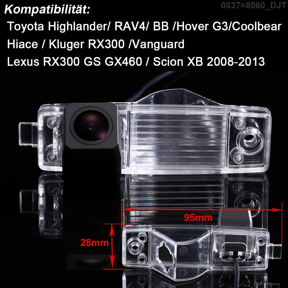 Kalakass Car Backup Camera,IP 67 Waterproof LED Night Vision License Plate Reverse Rear View Back Up Car Camera compatible with Highlander Hover G3 Coolbear Hiace Kluger RX300 - Image 2