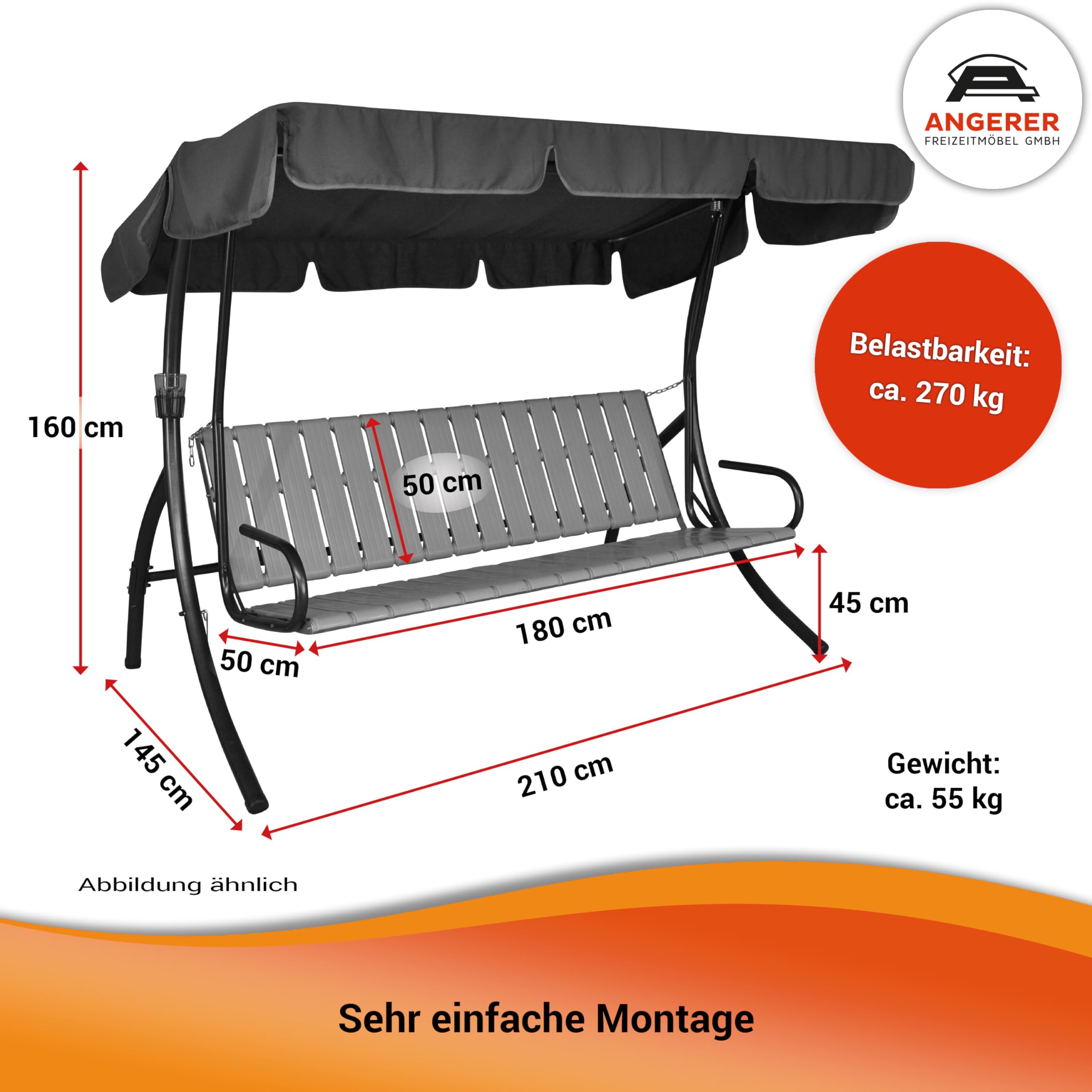 ANGERER Hollywoodschaukel Deluxe grün gestreift | Gartenschaukel Made in Germany, Schaukel zum Sitzen und Entspannen, einfache Montage