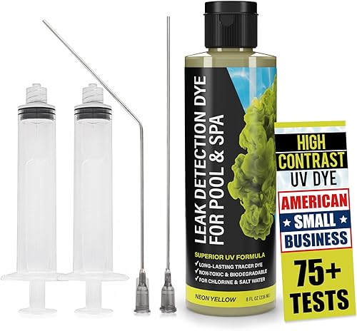 Kit de tinte para detección de fugas de piscina, con 2 aplicadores de precisión, fabricado en Estados Unidos, tinte UV superior de larga duración