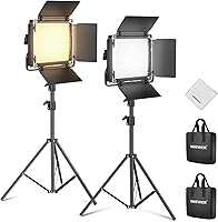 Vista 10 de Neewer Kit de iluminación LED de 18 pulgadas con panel de luz de video con control remoto, paquete de 2 unidades de 45 W regulable bicolor + soporte