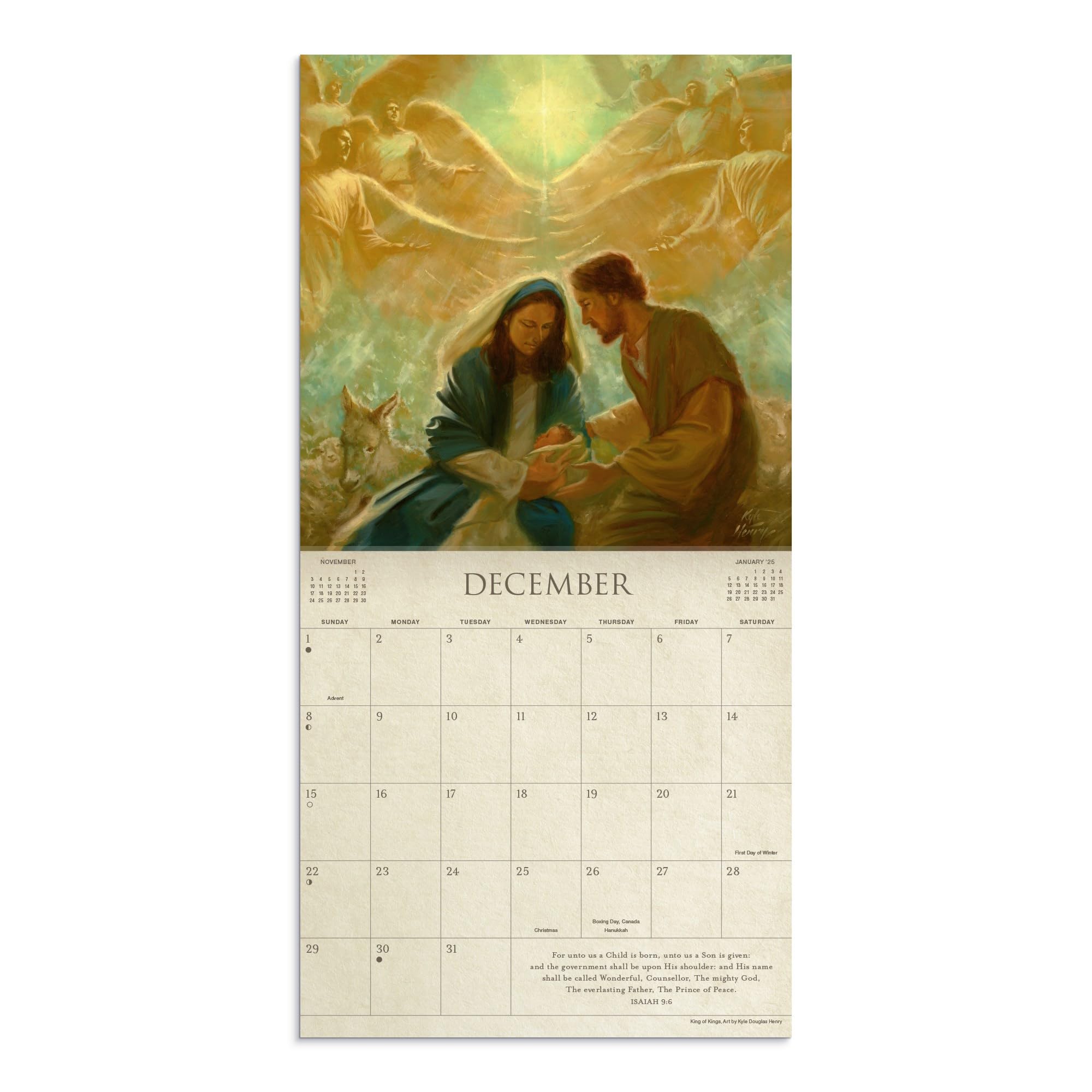 Calendario De Pared 2023 Light Of The World Con Versículos De La Biblia King James - 12x12 Pulgadas, Inspirador, Con Amplio Espacio Para Anotaciones