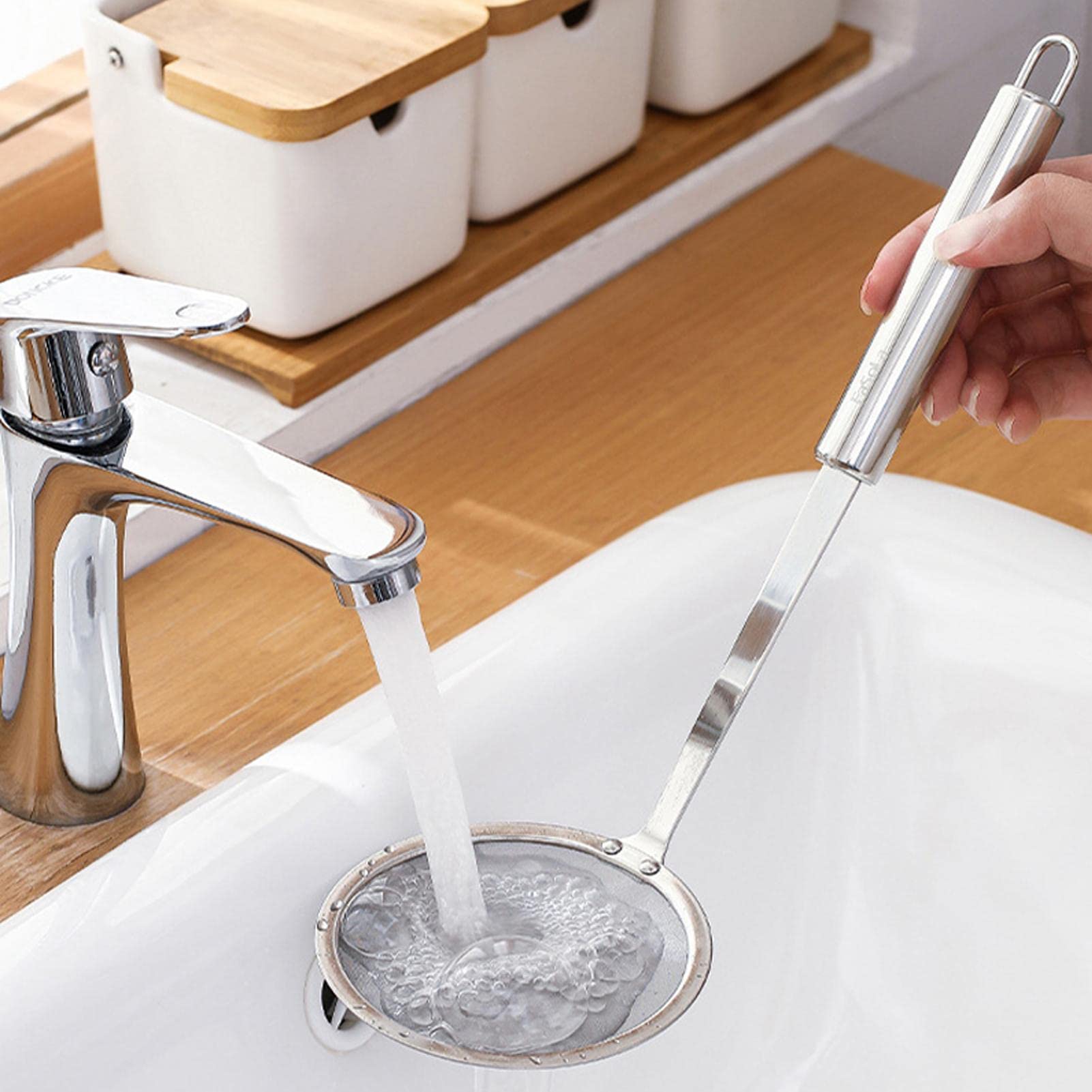 Colino A Rete In Acciaio Inox 18 CM Con Manico Ergonomico Colino - Foto 9