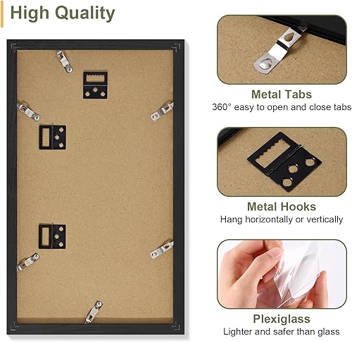 Miniatura 4 de Vittanly 8x14 Marcos de Fotos para Collage, Muestra 3 Fotos de 4x6 Pulgadas con Alfombrilla, Marco de Fotos para Collage para Visualización