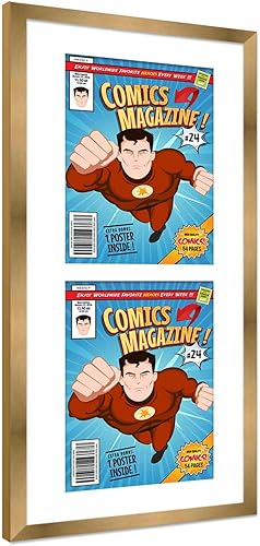 Miniatura 145 de Poster Palooza Marco de cómic con paspartú para 4 cómics de la era actual publicado después de 1985, marco de cómic negro para cómics de 6.875 x