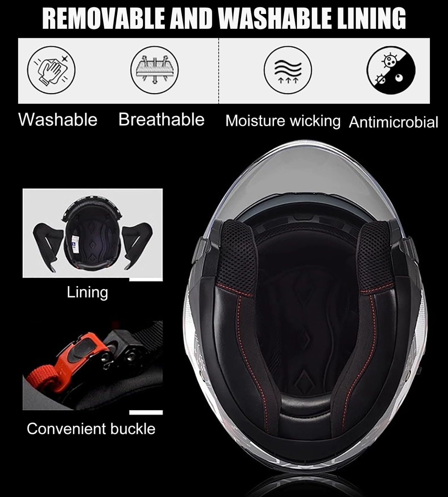 Kaski motocyklowe dla dorosłych, otwarty kask motocyklowy z podwójnym wizjerem, unisex, do jazdy po mieście