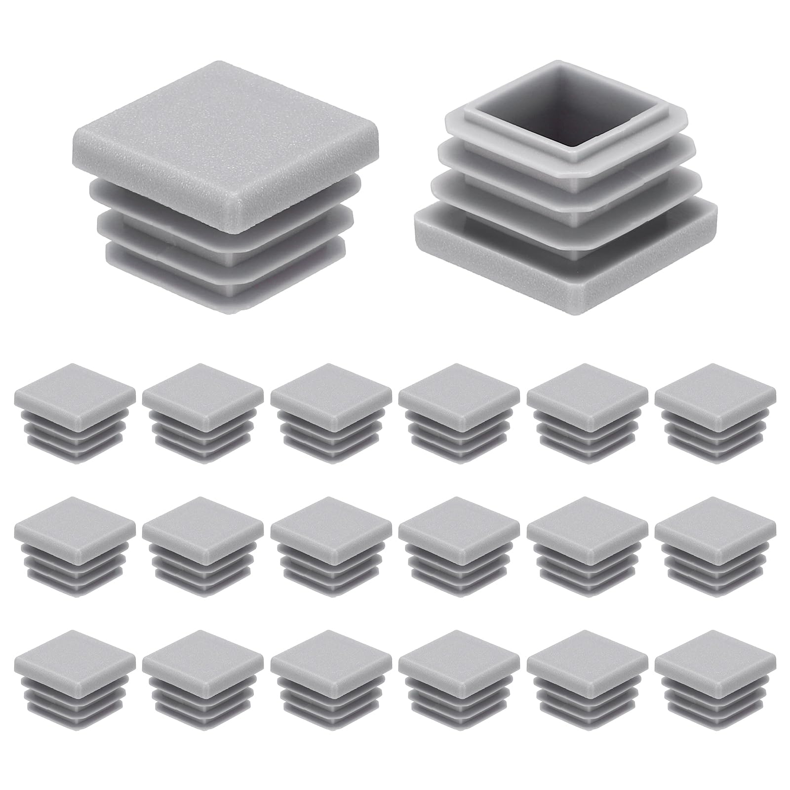 Bouchons carrés 20x20 mm plastique pour réparer pied de chaise rayant le sol gris